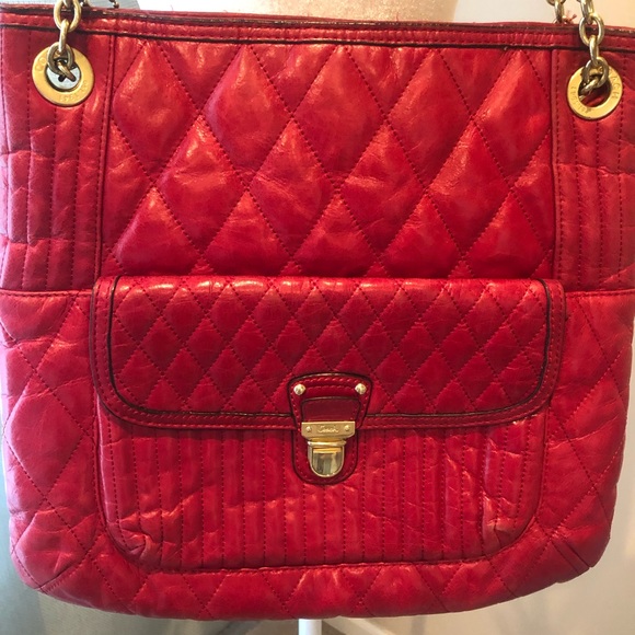 Coach Red Poppy Quilted Tote - Picture 2 of 7